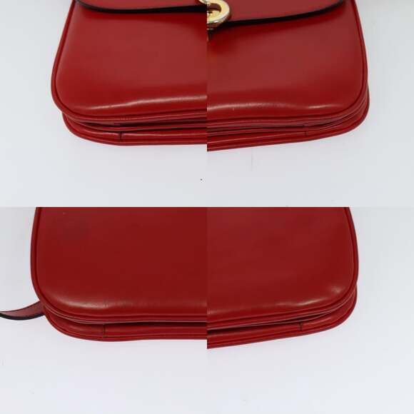 CELINE Shoulder Bag Leather Red Gold - Picture 10 of 13